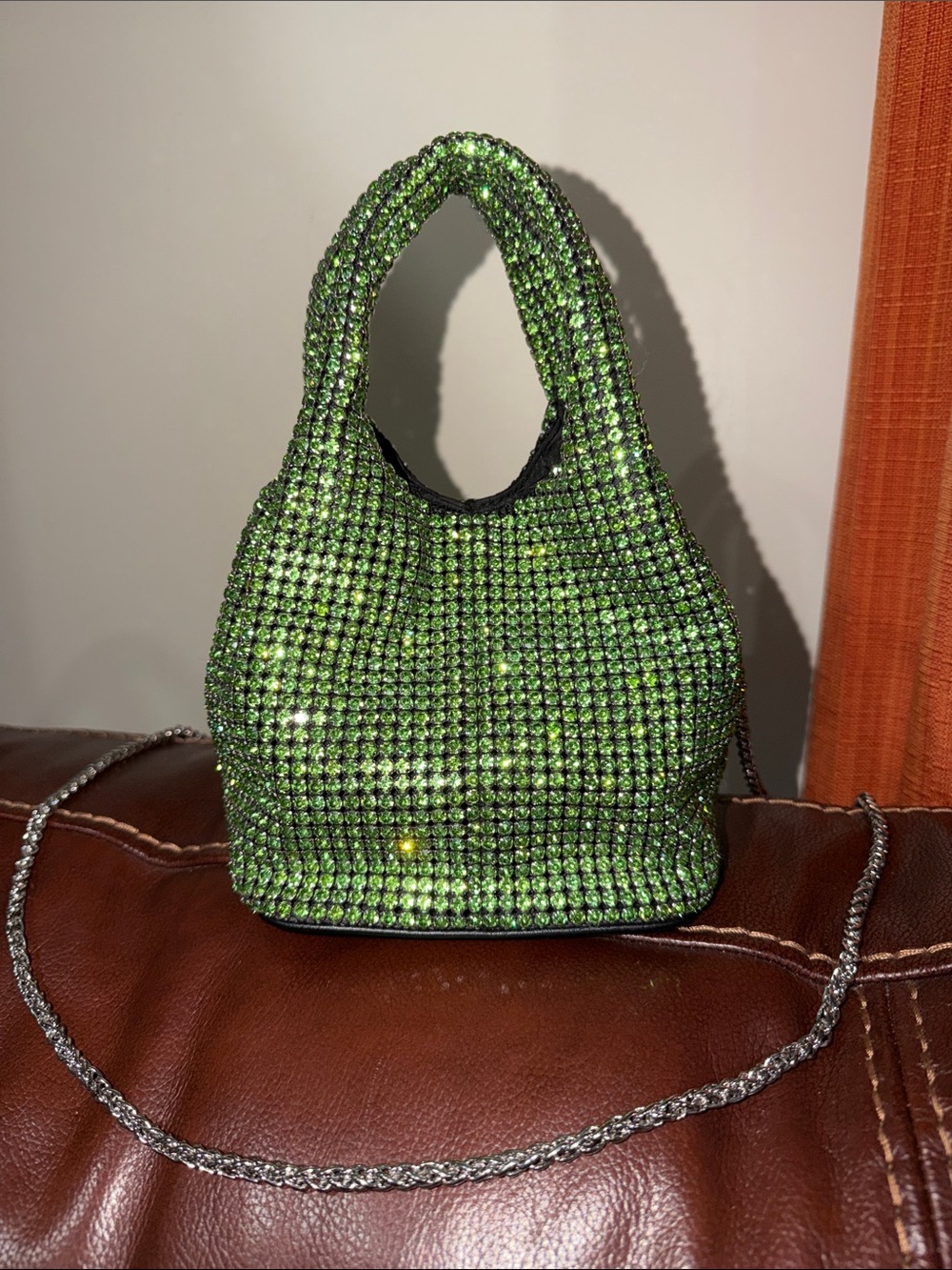 ‼️Giarite Brilly Green Peridot Rhinestones Crystal Satchel Crossbody Bag
